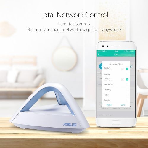 아수스 ASUS AC1750 Mesh WiFi System (Lyra Trio 3PK) Whole Home Coverage up to 5,400 sq.ft & 6+ Rooms, Compatible with Alexa, AiMesh, Free Lifetime Internet Security, Parental Control