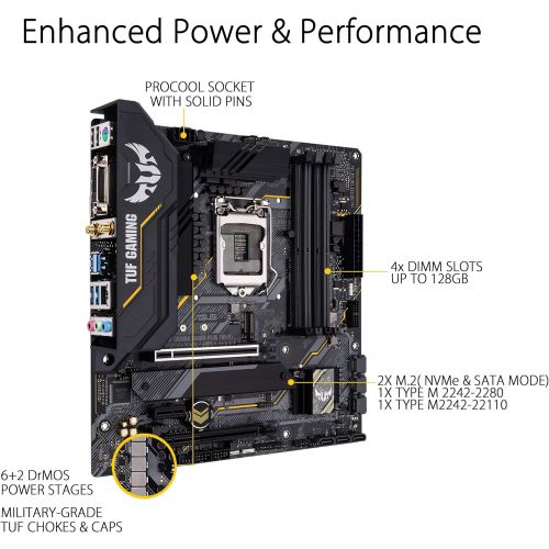 아수스 ASUS TUF Gaming B460M Plus WiFi 6 LGA1200 (Intel 10th Gen) Micro ATX Gaming Motherboard (Intel 1Gb LAN, USB 3.2 gen 1 Front Panel Connector, addressable gen 2 RGB Header, Aura Sync