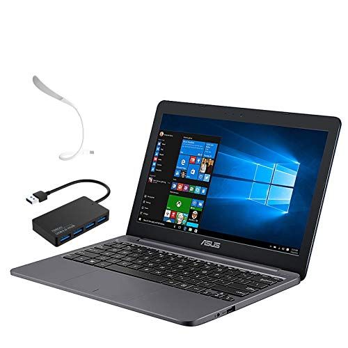 아수스 ASUS VivoBook L203NA Laptop, 11.6” HD Display, Intel Celeron N3350 Processor, 4GB RAM, 64GB eMMC, One Year Microsoft 365, Windows 10 Home in S Mode, Bundle with TSBEAU 4 port USB 3