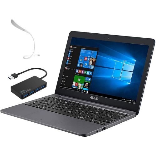 아수스 ASUS VivoBook L203NA Laptop, 11.6” HD Display, Intel Celeron N3350 Processor, 4GB RAM, 64GB eMMC, One Year Microsoft 365, Windows 10 Home in S Mode, Bundle with TSBEAU 4 port USB 3