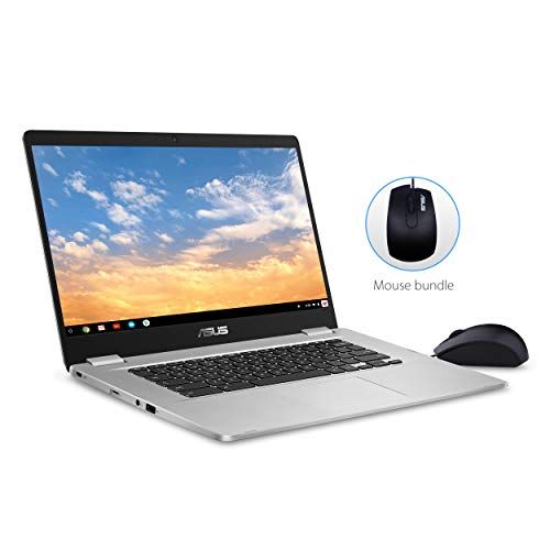 아수스 ASUS Chromebook C523 Laptop 15.6 Full HD NanoEdge Touchscreen, Intel Quad Core Pentium N4200 Processor, 4GB RAM, 64GB eMMC Storage, Optical Mouse Included, USB Type C, Chrome OS,