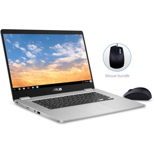아수스 ASUS Chromebook C523 Laptop 15.6 Full HD NanoEdge Touchscreen, Intel Quad Core Pentium N4200 Processor, 4GB RAM, 64GB eMMC Storage, Optical Mouse Included, USB Type C, Chrome OS,