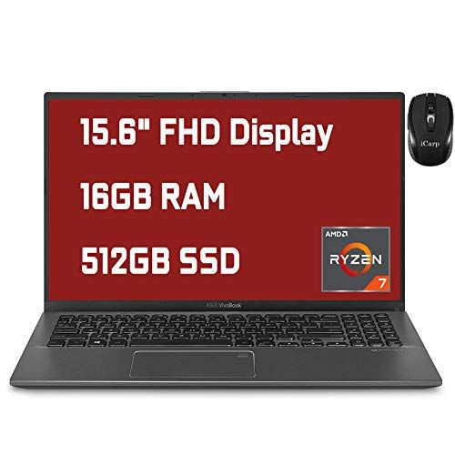 아수스 Flagship 2021 Asus Vivobook 15 Laptop Computer 15.6 FHD Anti Glare AMD Quad Core Ryzen 7 3700U (Beats i7 7500U)?16GB RAM 512GB SSD Backlit?KB Fingerprint?USB C Win 10 + Wireless Mo