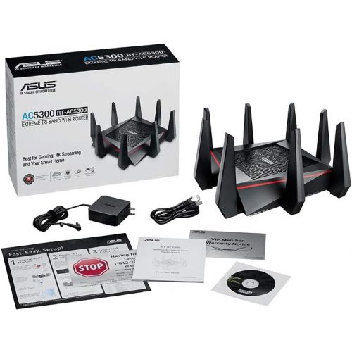 아수스 ASUS WiFi Gaming Router (RT AC5300) Tri Band Gigabit Wireless Internet Router, Gaming & Streaming, AiMesh Compatible, Included Lifetime Internet Security, Adaptive QoS, Parental