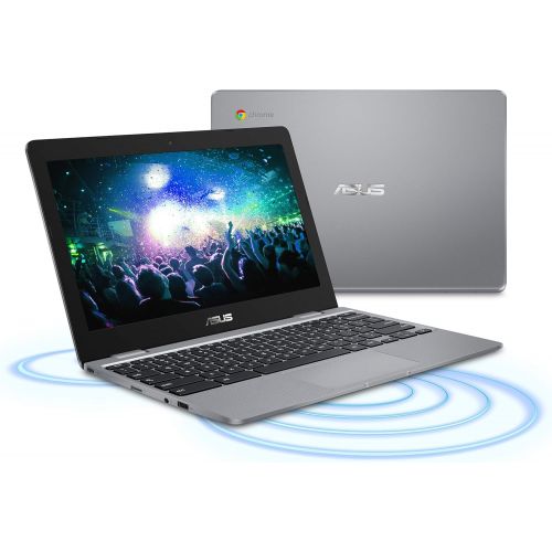 아수스 ASUS Chromebook C223 11.6 HD Chromebook Laptop, Intel Dual Core Celeron N3350 Processor (up to 2.4GHz), 4GB RAM, 32GB eMMC Storage, Premium Design, Grey, C223NA DH02