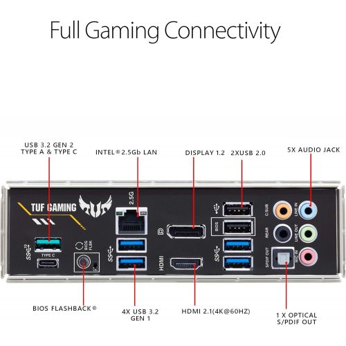 아수스 ASUS TUF Gaming B550 PLUS AMD AM4 Zen 3 Ryzen 5000 & 3rd Gen Ryzen ATX Gaming Motherboard (PCIe 4.0, 2.5Gb LAN, HDMI 2.1, BIOS Flashback, USB 3.2 Gen 2, Addressable Gen 2 RGB Heade