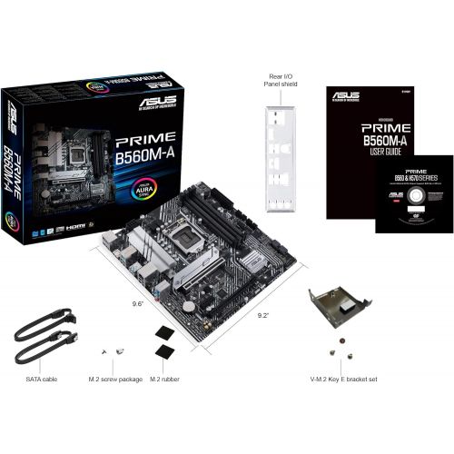 아수스 ASUS Prime B560M A LGA 1200 (Intel 11th/10th Gen) micro ATX motherboard (PCIe 4.0,2x M.2 slots, 8 power stages, 1 Gb LAN, DP, dual HDMI,USB 3.2 Gen 2 Type C,V M.2 Key E slot for Wi