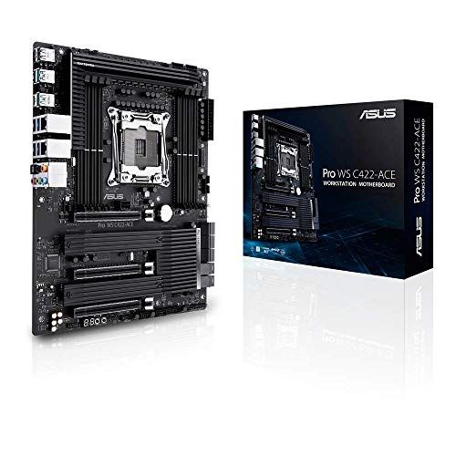 아수스 ASUS Pro WS C422 ACE, Intel Xeon W Workstation Processors, ATX Workstation Motherboard with 14 Power Stages, Triple M.2, Dual U.2, Dual Intel LAN, DDR4 ECC Memory Support, and ASUS