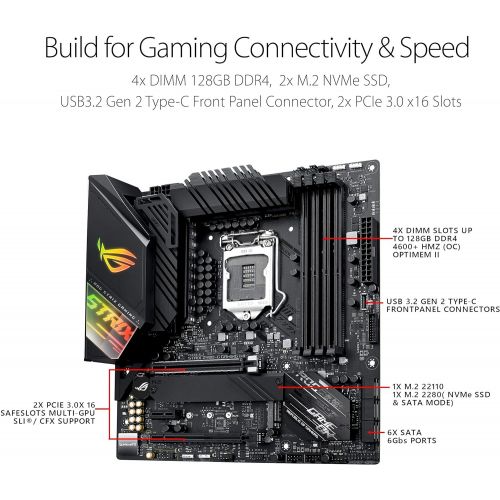 아수스 ASUS ROG Strix Z490 G Gaming (WiFi 6) Z490 LGA 1200 (Intel 10th Gen) SFF Micro ATX Gaming Motherboard (12+2 Power Stages, Intel 2.5 Gb Ethernet, Bluetooth v5.1 and Aura Sync)