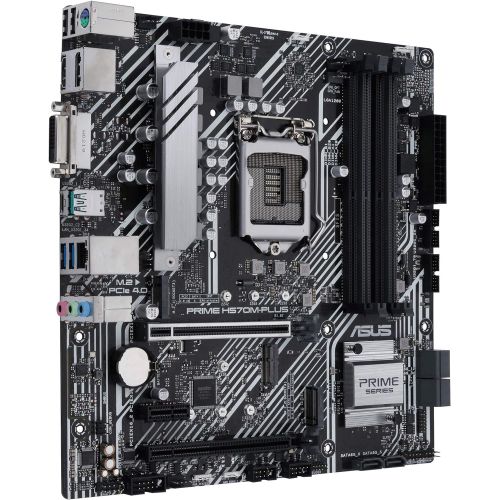 아수스 ASUS Prime H570M PLUS/CSM LGA1200 (Intel 11th/10th Gen) MicroATX Motherboard (PCIe 4.0, 8 Power Stages, HDMI, DVI, DisplayPort, Dual M.2, Intel 1Gb LAN, USB 3.2 Gen 2 Type C, Thund