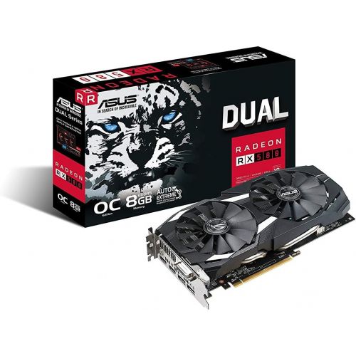 아수스 ASUS Radeon RX 580 8GB Dual Fan OC Edition GDDR5 DP HDMI DVI VR Ready AMD Graphics Card (DUAL RX580 O8G)