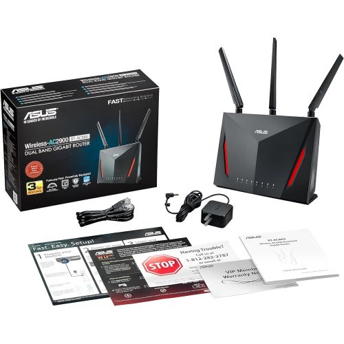 아수스 ASUS AC2900 WiFi Gaming Router (RT AC86U) Dual Band Gigabit Wireless Internet Router, WTFast Game Accelerator, Streaming, AiMesh Compatible, Included Lifetime Internet Security,