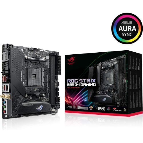 아수스 ASUS ROG Strix B550 I Gaming AMD AM4 (3rd Gen Ryzen) Mini ITX SFF Gaming Motherboard (PCIe 4.0, WiFi 6, 2.5Gb LAN, DDR4 5100+ (O.C.), Front USB 3.2 Gen 2 Type C, Addressable Gen 2