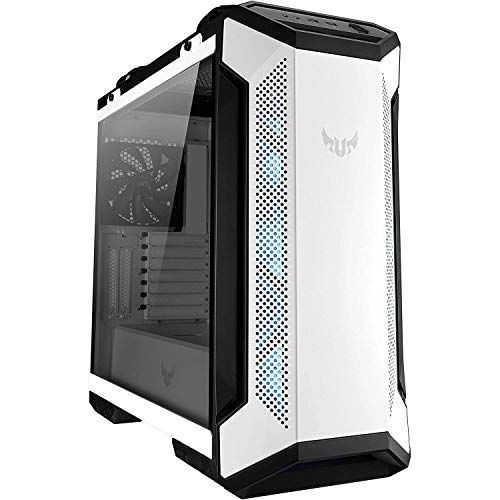 아수스 ASUS TUF Gaming GT501 White Edition Mid Tower Computer Case for up to EATX Motherboards with 2 x USB 3.1 Front Panel, Smoked Tempered Glass, Steel Construction, and Four Case Fans