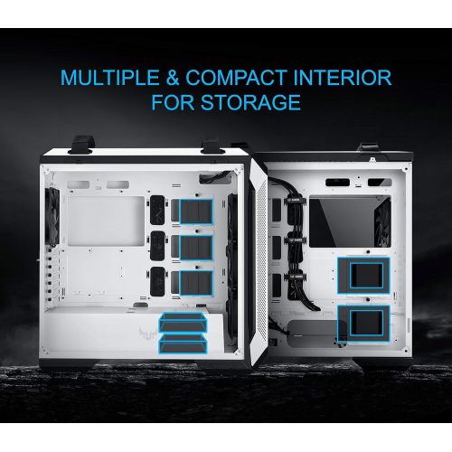 아수스 ASUS TUF Gaming GT501 White Edition Mid Tower Computer Case for up to EATX Motherboards with 2 x USB 3.1 Front Panel, Smoked Tempered Glass, Steel Construction, and Four Case Fans