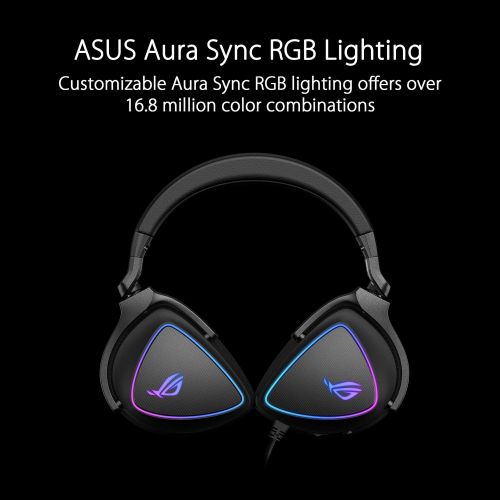 아수스 ASUS ROG Delta S Gaming Headset with USB C Ai Powered Noise Canceling Microphone Over Ear Headphones for PC, Mac, Nintendo Switch, and Sony Playstation Ergonomic Design , Black