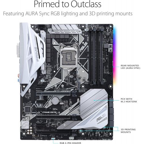 아수스 ASUS PRIME Z370 A LGA1151 DDR4 DP HDMI DVI M.2 USB 3.1 Z370 ATX Motherboard with USB 3.1 for 8th Generation Intel Core Processors