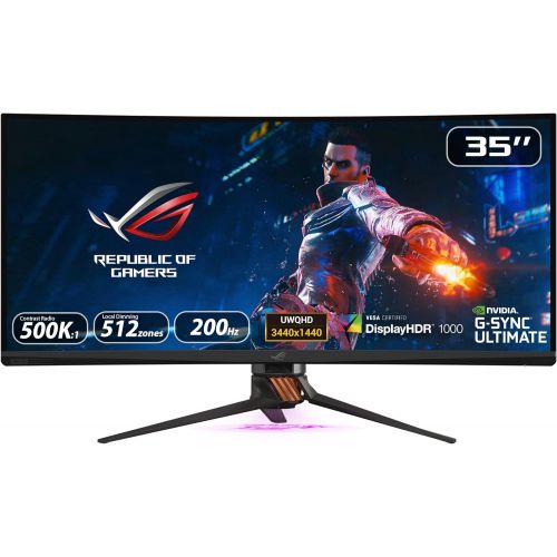 아수스 ASUS ROG Swift PG35VQ 35” Curved HDR Gaming Monitor 200Hz (3440 x 1440) 2ms G Sync Ultimate Eye Care DisplayPort HDMI USB Aura Sync HDR10 DisplayHDR 1000