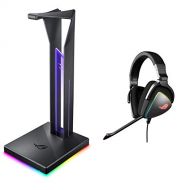 ASUS ROG Throne Qi Gaming Headset Stand & ROG Delta USB C Gaming Headset for PC, Mac, Playstation 4, Teamspeak, and Discord with Hi Res ESS Quad DAC, Digital Microphone, and Aura S