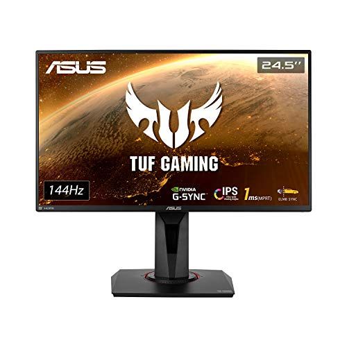 아수스 ASUS TUF Gaming 25 1080P Monitor (VG259Q) Full HD, IPS, 144Hz, 1ms, Extreme Low Motion Blur, Speaker, Adaptive Sync, G SYNC Compatible, VESA Mountable, DisplayPort, HDMI, Height