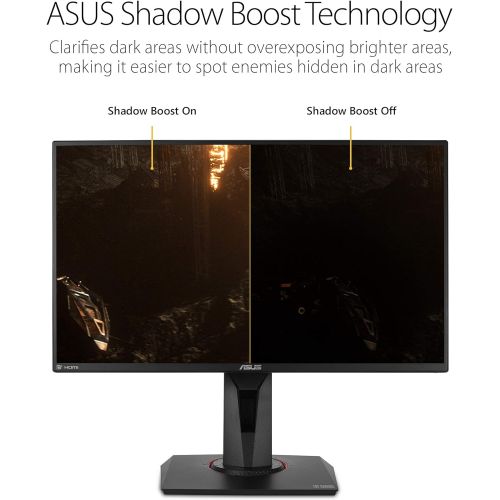 아수스 ASUS TUF Gaming 25 1080P Monitor (VG259Q) Full HD, IPS, 144Hz, 1ms, Extreme Low Motion Blur, Speaker, Adaptive Sync, G SYNC Compatible, VESA Mountable, DisplayPort, HDMI, Height