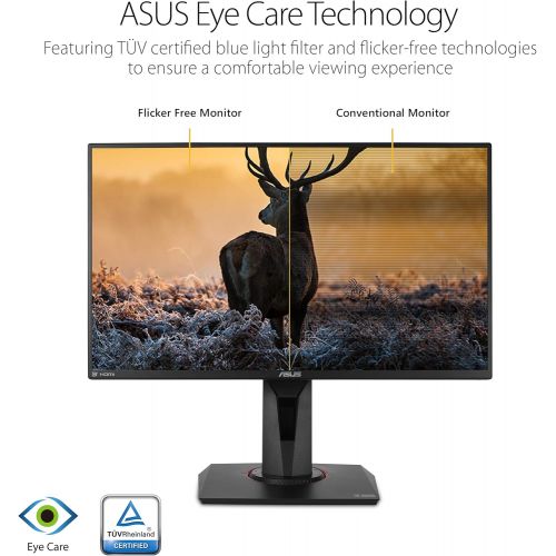 아수스 ASUS TUF Gaming 25 1080P Monitor (VG259Q) Full HD, IPS, 144Hz, 1ms, Extreme Low Motion Blur, Speaker, Adaptive Sync, G SYNC Compatible, VESA Mountable, DisplayPort, HDMI, Height