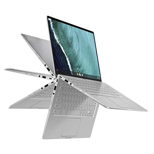아수스 ASUS Chromebook Flip C434 2 in 1 Laptop, 14 Touchscreen FHD 4 Way NanoEdge Display, Intel Core M3 8100Y Processor, 4GB RAM, 32GB eMMC Storage, Backlit Keyboard, Silver, Chrome OS,