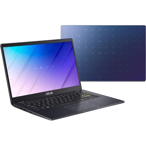 아수스 ASUS E410 14.0 HD (1366x768) LED Anti Glare Laptop, Intel Celeron N4020, 4GB DDR4, 128GB eMMC, WiFi, HDMI, NumberPad, Media Card Reader, USB Type C, Windows 10 S, Blue, 64GB ABYS M