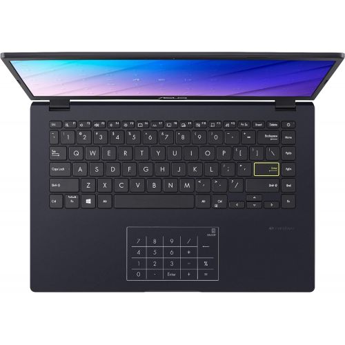 아수스 ASUS E410 14.0 HD (1366x768) LED Anti Glare Laptop, Intel Celeron N4020, 4GB DDR4, 128GB eMMC, WiFi, HDMI, NumberPad, Media Card Reader, USB Type C, Windows 10 S, Blue, 64GB ABYS M