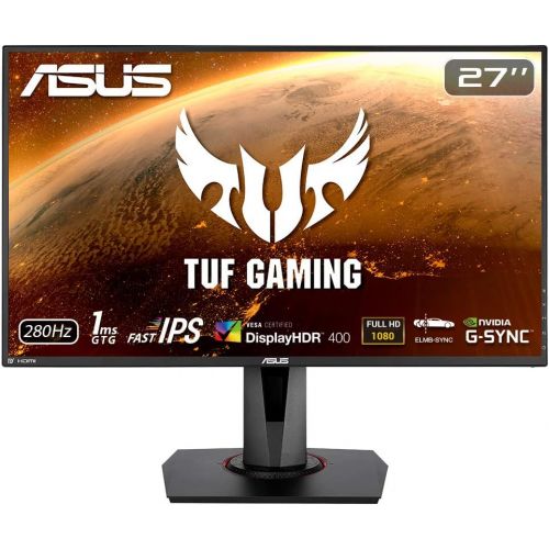 아수스 ASUS TUF Gaming VG279QM 27” HDR Monitor, 1080P Full HD (1920 x 1080), Fast IPS, 280Hz, G Sync Compatible, Extreme Low Motion Blur Sync (ELMB SYNC), 1ms, DisplayHDR 400,