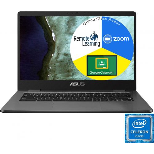 아수스 ASUS Chromebook C423 14 Laptop Computer for Business Student, Intel Celeron N3350 up to 2.4GHz, 4GB DDR4 RAM, 32GB eMMC, 802.11AC WiFi, Webcam, Type C, Online Class Ready, Chrome O