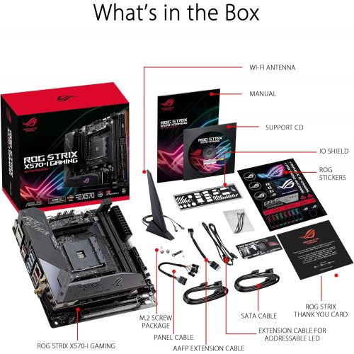 아수스 ASUS ROG Strix X570 I Gaming, X570 Mini ITX Gaming Motherboard, AMD Ryzen 3000 with PCIe 4.0, WiFi 6 (802.11ax), Intel Gigabit Ethernet, SATA 6Gb/s