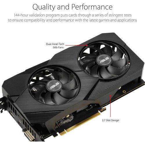 아수스 ASUS GeForce GTX 1660 Super Overclocked 6GB Dual Fan Evo Edition VR Ready HDMI DisplayPort DVI Graphics Card (DUAL GTX1660S O6G EVO)