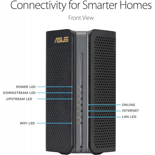 아수스 ASUS AX6000 WiFi 6 Cable Modem Wireless Router Combo (CM AX6000) Dual Band, DOCSIS 3.1, Gigabit Internet Support, Approved by Comcast Xfinity and Spectrum, 160MHz Bandwidth, OFDM