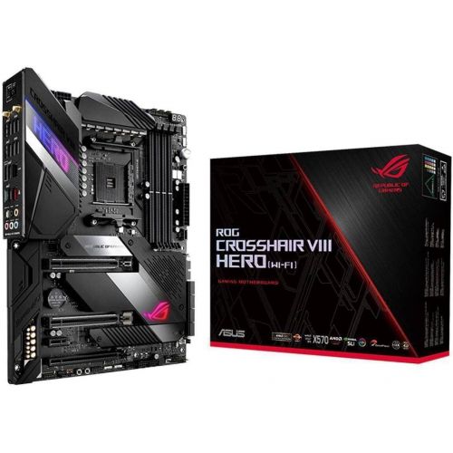 아수스 ASUS ROG X570 Crosshair VIII Hero (Wi Fi) ATX Motherboard with PCIe 4.0, on Board WiFi 6 (802.11Ax), 2.5 Gbps LAN, USB 3.2, SATA, M.2, Node and Aura Sync RGB Lighting