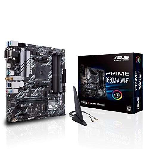 아수스 ASUS Prime B550M A WiFi AMD AM4 Zen 3 Ryzen 5000 & 3rd Gen Ryzen Micro ATX Motherboard (PCIe 4.0, WiFi 6, ECC Memory, 1Gb LAN, HDMI 2.1/D Sub, 4K@60HZ, Addressable Gen 2 RGB Header