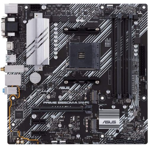 아수스 ASUS Prime B550M A WiFi AMD AM4 Zen 3 Ryzen 5000 & 3rd Gen Ryzen Micro ATX Motherboard (PCIe 4.0, WiFi 6, ECC Memory, 1Gb LAN, HDMI 2.1/D Sub, 4K@60HZ, Addressable Gen 2 RGB Header