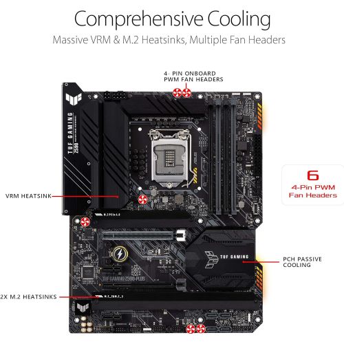 아수스 ASUS TUF Gaming Z590 Plus, LGA 1200 (Intel11th/10th Gen) ATX Gaming Motherboard (PCIe 4.0, 3xM.2/NVMe SSD, 14+2 Power Stages,USB 3.2 Front Panel Type C, 2.5Gb LAN, Thunderbolt 4, A