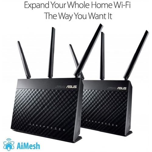 아수스 ASUS AC1900 WiFi Gaming Router (RT AC68U) Dual Band Gigabit Wireless Internet Router, Gaming & Streaming, AiMesh Compatible, Included Lifetime Internet Security, Adaptive QoS, Pa