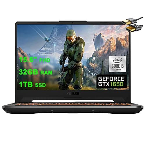 아수스 ASUS Flagship TUF Gaming F15 Laptop 15.6” FHD Display 10th Gen Intel Quad Core i5 10300H (Beats i7 8750H) 32GB RAM 1TB SSD GeForce GTX 1650 4GB Backlit USB C Win10 + HDMI Cable
