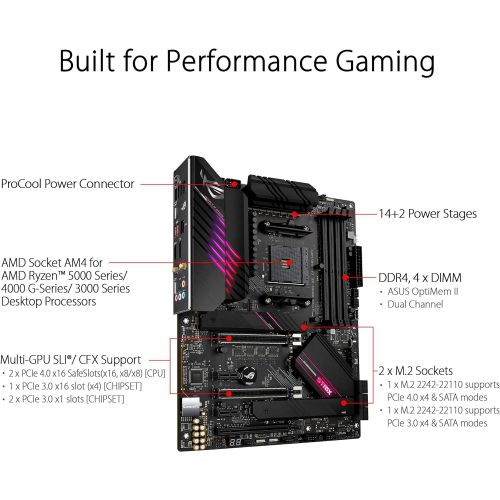 아수스 ASUS ROG Strix B550 XE Gaming WiFi AMD AM4 (Zen 3/3rd Gen Ryzen) ATX Gaming motherboard (PCIe 4.0, WiFi 6, 2.5Gb LAN, 16(90A) power stages, bundled ASUS Hyper M.2 x16 Gen 4 Card, A