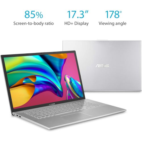 아수스 ASUS VivoBook 17 F712DA Thin and Light Laptop, 17.3” HD+, Intel Core i5 8265U Processor, 8GB DDR4 RAM, 128GB SSD + 1TB HDD, Windows 10 Home, Transparent Silver, F712DA DB51