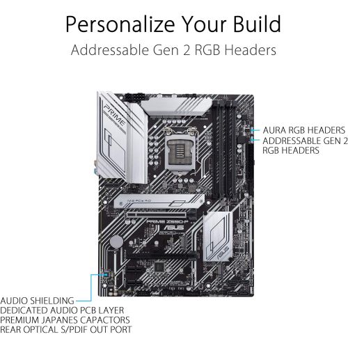 아수스 ASUS Prime Z590 P LGA 1200 (Intel 11th/10th Gen) ATX Motherboard (PCIe 4.0, 10+1 Power Stages, 3X M.2, 2.5Gb LAN, Front Panel USB 3.2 Gen 2 USB Type C, Thunderbolt 4 Support)