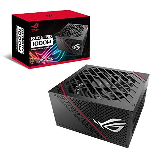 아수스 ASUS ROG STRIX 1000W Gold PSU, Power Supply (ROG heatsinks, Axial tech fan design, dual ball fan bearings, 0dB technology, 80 PLUS Gold Certification, fully modular cables, 10 year