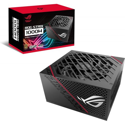 아수스 ASUS ROG STRIX 1000W Gold PSU, Power Supply (ROG heatsinks, Axial tech fan design, dual ball fan bearings, 0dB technology, 80 PLUS Gold Certification, fully modular cables, 10 year