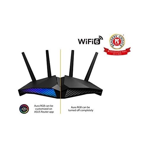 아수스 ASUS AX5400 WiFi 6 Gaming Router (RT AX82U) Dual Band Gigabit Wireless Internet Router, AURA RGB, Gaming & Streaming, AiMesh Compatible, Included Lifetime Internet Security