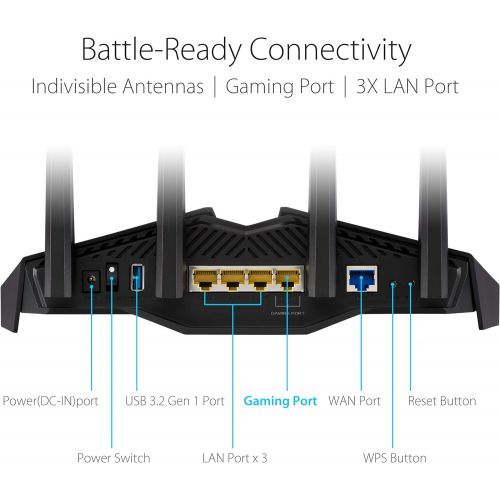 아수스 ASUS AX5400 WiFi 6 Gaming Router (RT AX82U) Dual Band Gigabit Wireless Internet Router, AURA RGB, Gaming & Streaming, AiMesh Compatible, Included Lifetime Internet Security
