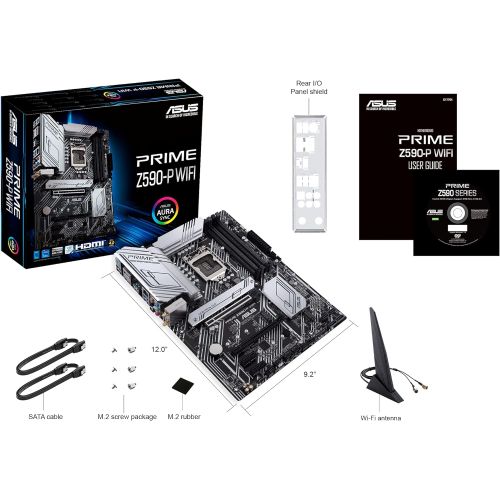 아수스 ASUS Prime Z590 P WiFi LGA 1200 (Intel 11th/10th Gen) ATX Motherboard (PCIe 4.0, 10+1 Power Stages 3X M.2 WiFi 6, 2.5Gb LAN, Front Panel USB 3.2 Gen 2 USB Type C, Thunderbolt 4 Sup