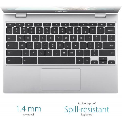 아수스 ASUS Chromebook CX1, 11.6 HD NanoEdge Display, Intel Celeron N3350 Processor, 32GB eMMC,? 4GB RAM, Spill resistant Keyboard, Chrome OS, Transparent Silver, CX1100CNA AS42