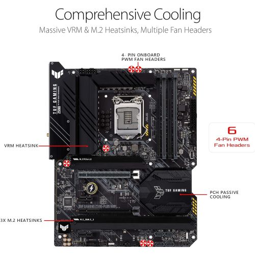 아수스 ASUS TUF Gaming Z590 Plus WiFi 6 LGA 1200 (Intel 11th/10th Gen) ATX Gaming Motherboard (PCIe 4.0, 3xM.2/NVMe SSD, 14+2 Power Stages, USB 3.2 Front Panel Type C,2.5Gb LAN, Thunderbo